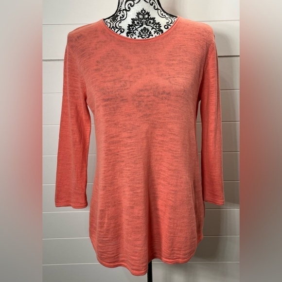 J.Jill Sweater Womens Small 3/4 Length Linen Cotton Peach Beachy Coastal Chic - Picture 1 of 10